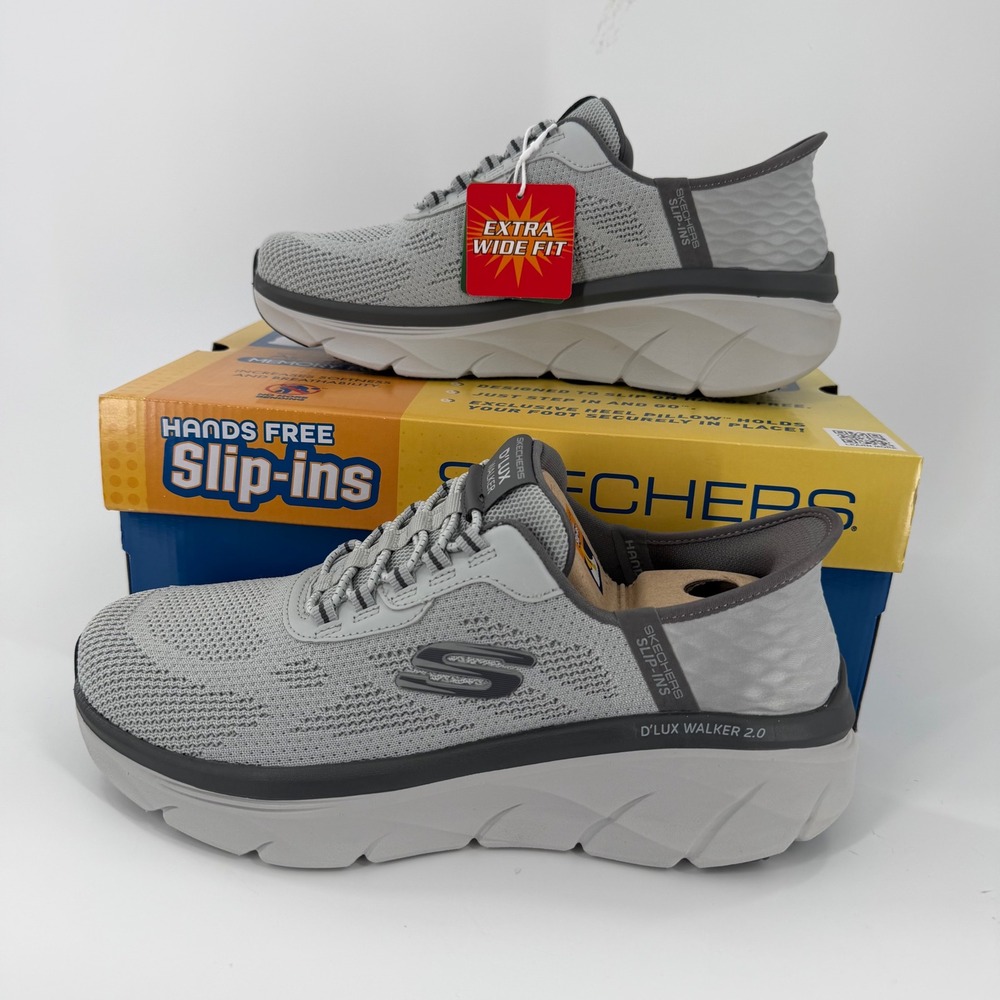 Skechers Hands Free Slip-ins DLux Walker 2.0 Orford Grey Extra Wide Fit Mens